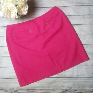 Hot Pink Tweed Cotton Blend Mini Skirt